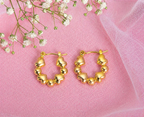 Gold Heart Beaded Hoop Earrings
