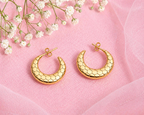 Textured Gold Crescent Hoop Earrings
