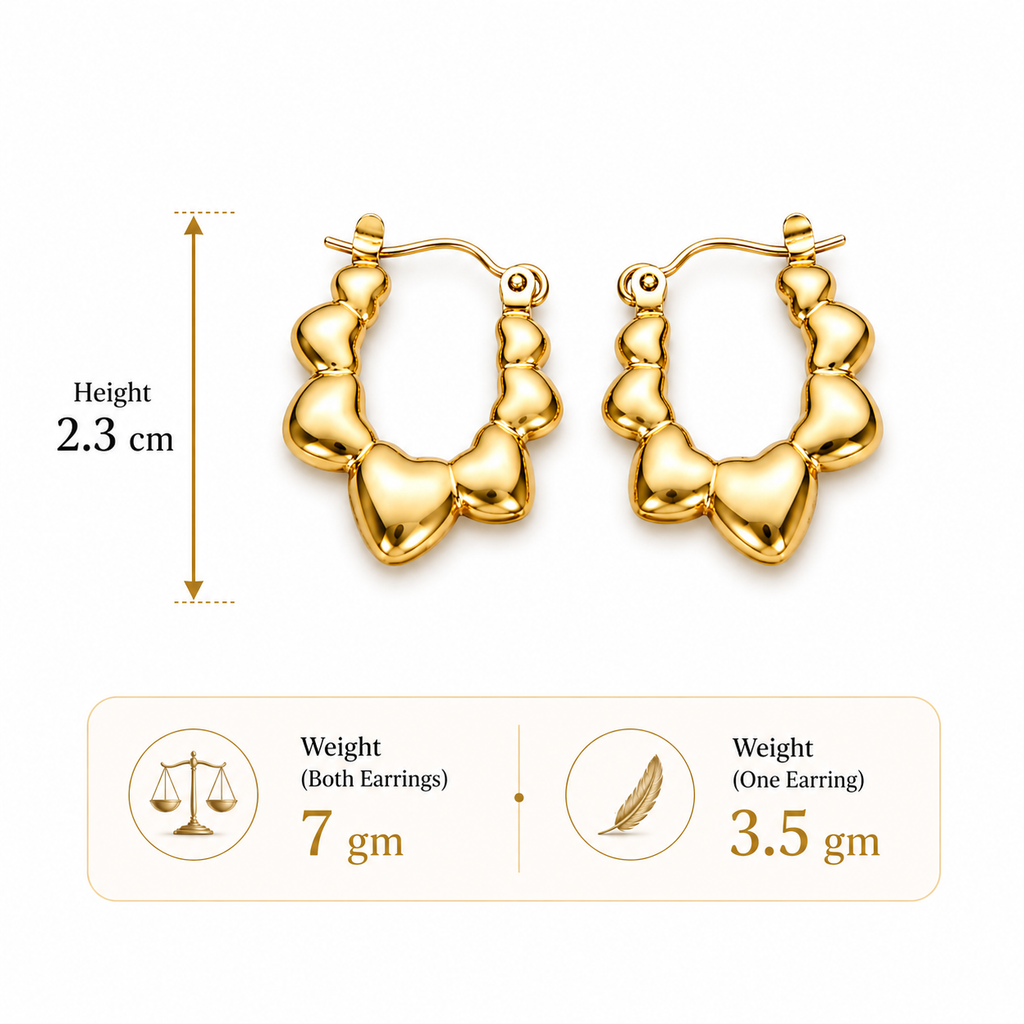Romantic Gold Heart Hoop Earrings