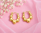 Romantic Gold Heart Hoop Earrings