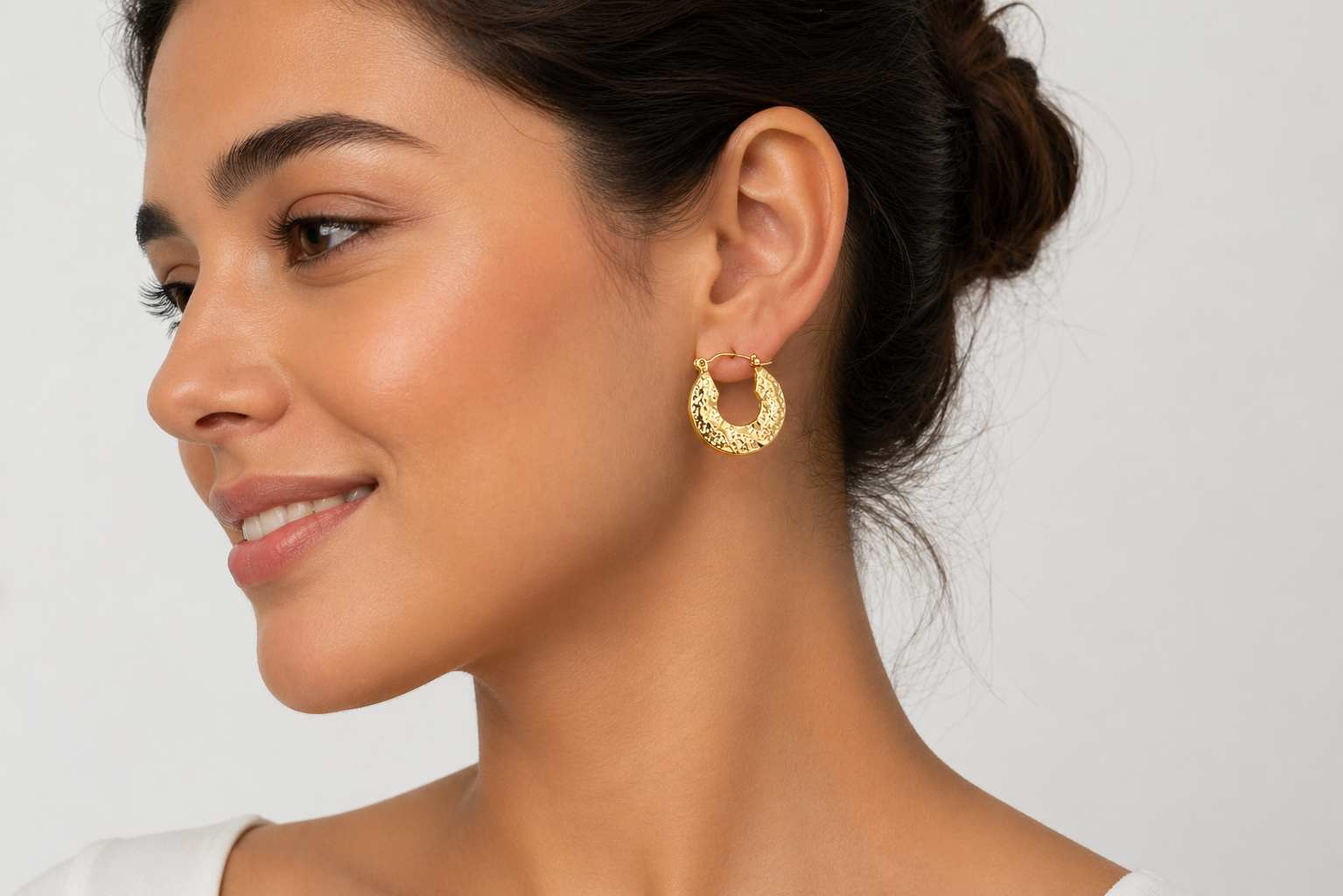 Textured Gold Statement Hoop Earrings