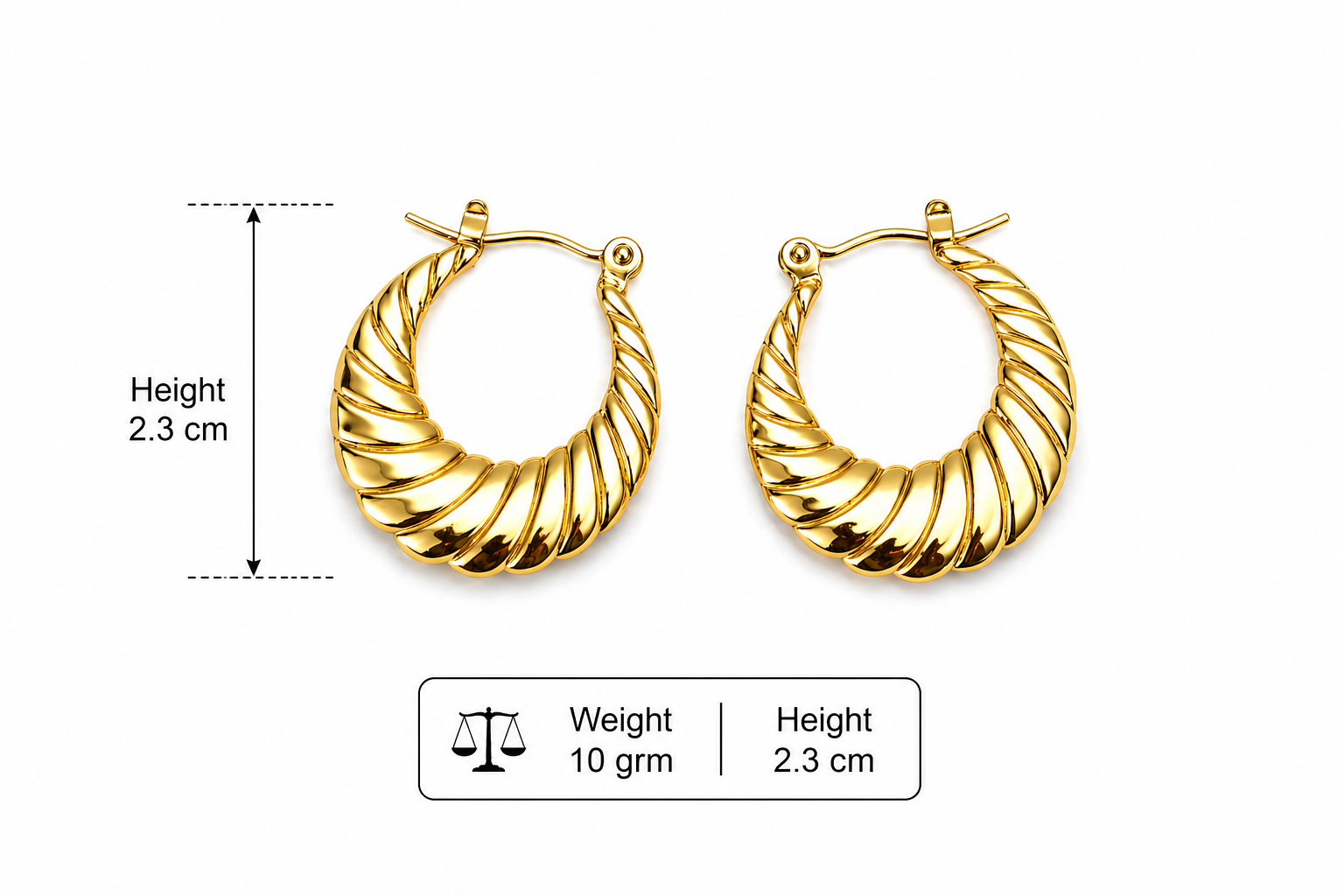 Bold Twisted Gold Hoop Earrings
