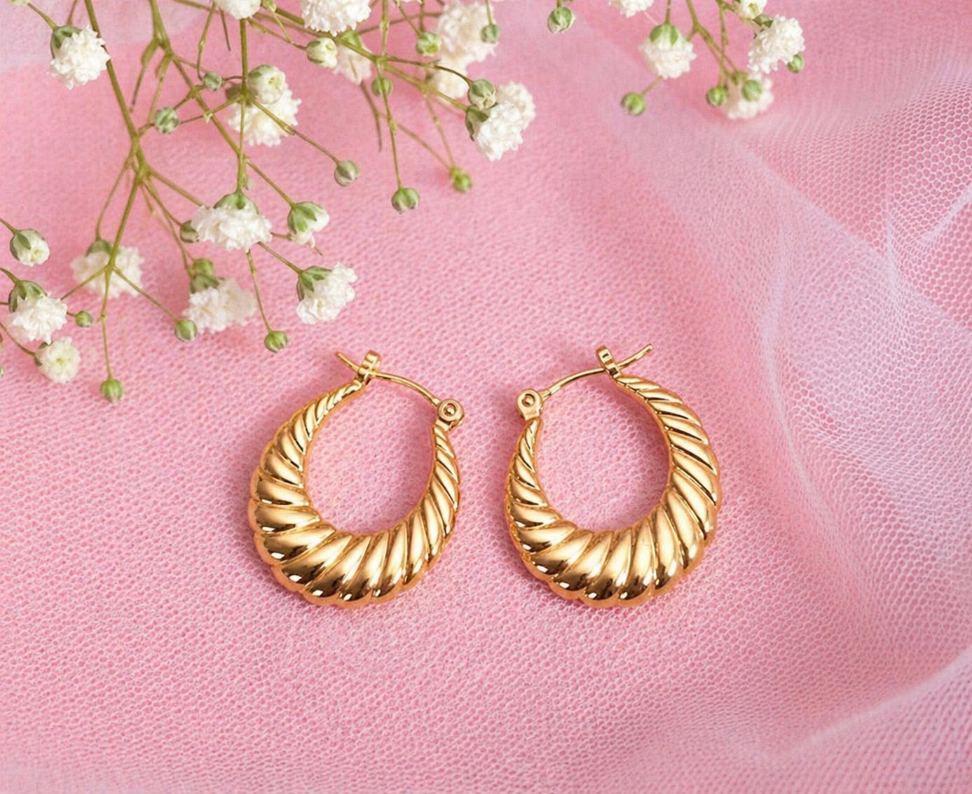 Bold Twisted Gold Hoop Earrings