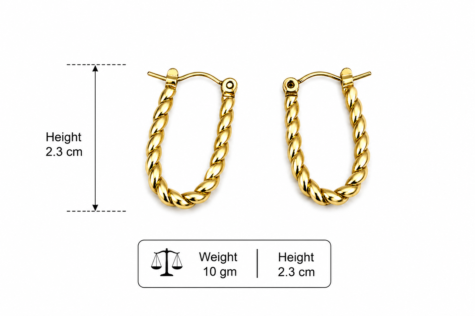 Twisted Gold Oval Hoop Earrings