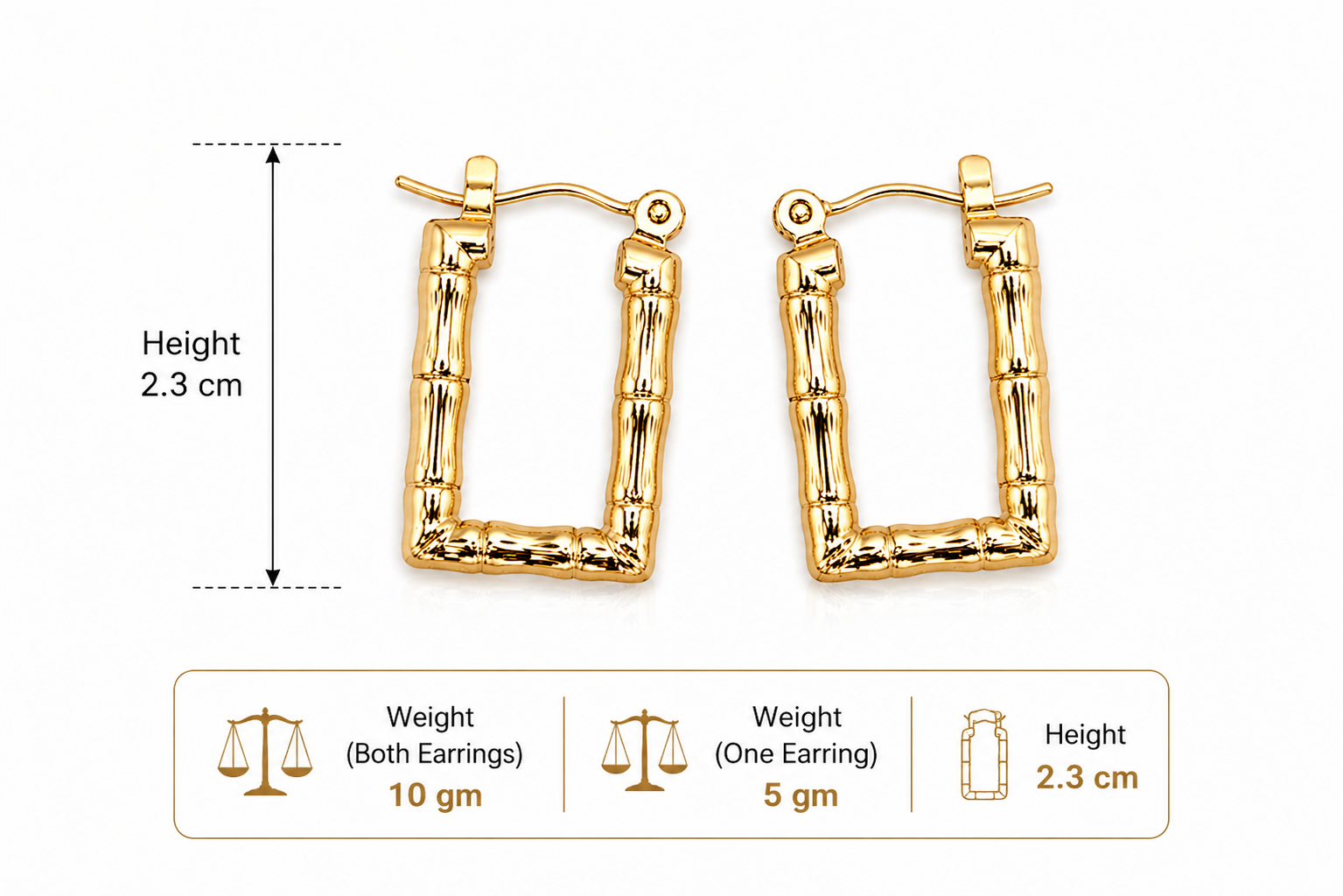 Gold Square  Earrings