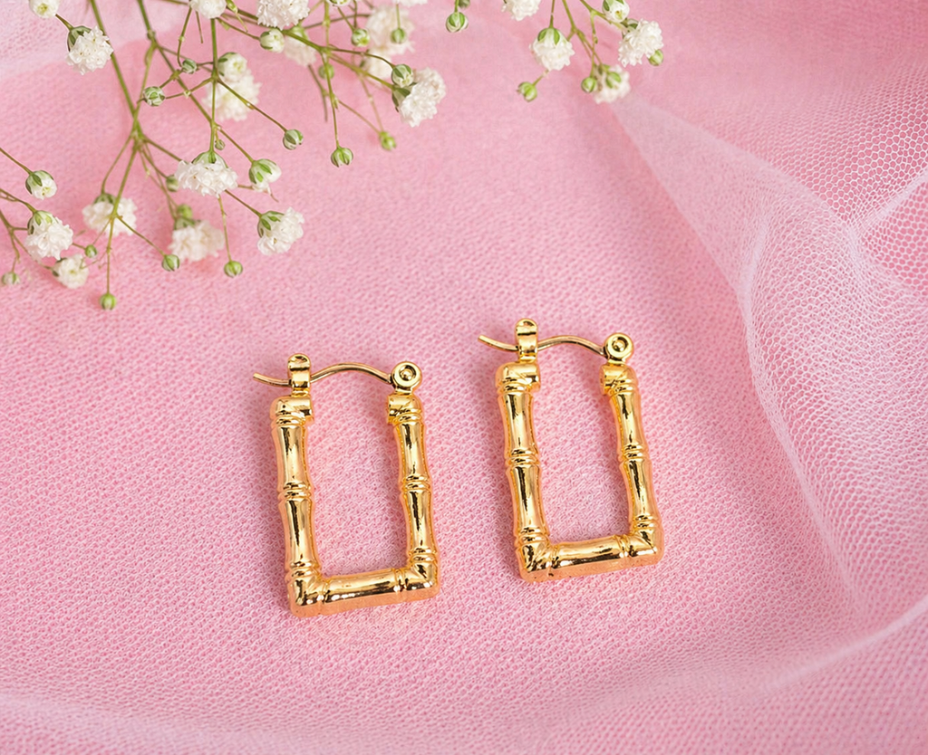 Gold Square  Earrings