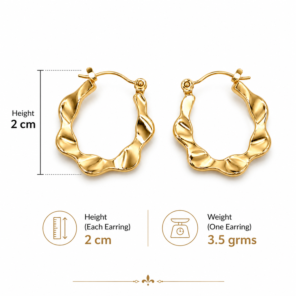 Modern Wavy Gold Hoop Earrings