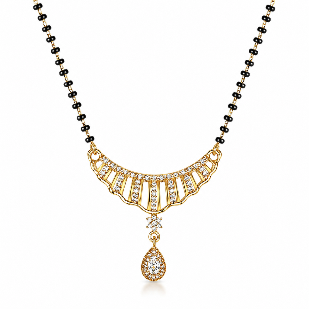 Elegant Crystal Mangalsutra Drop Necklace