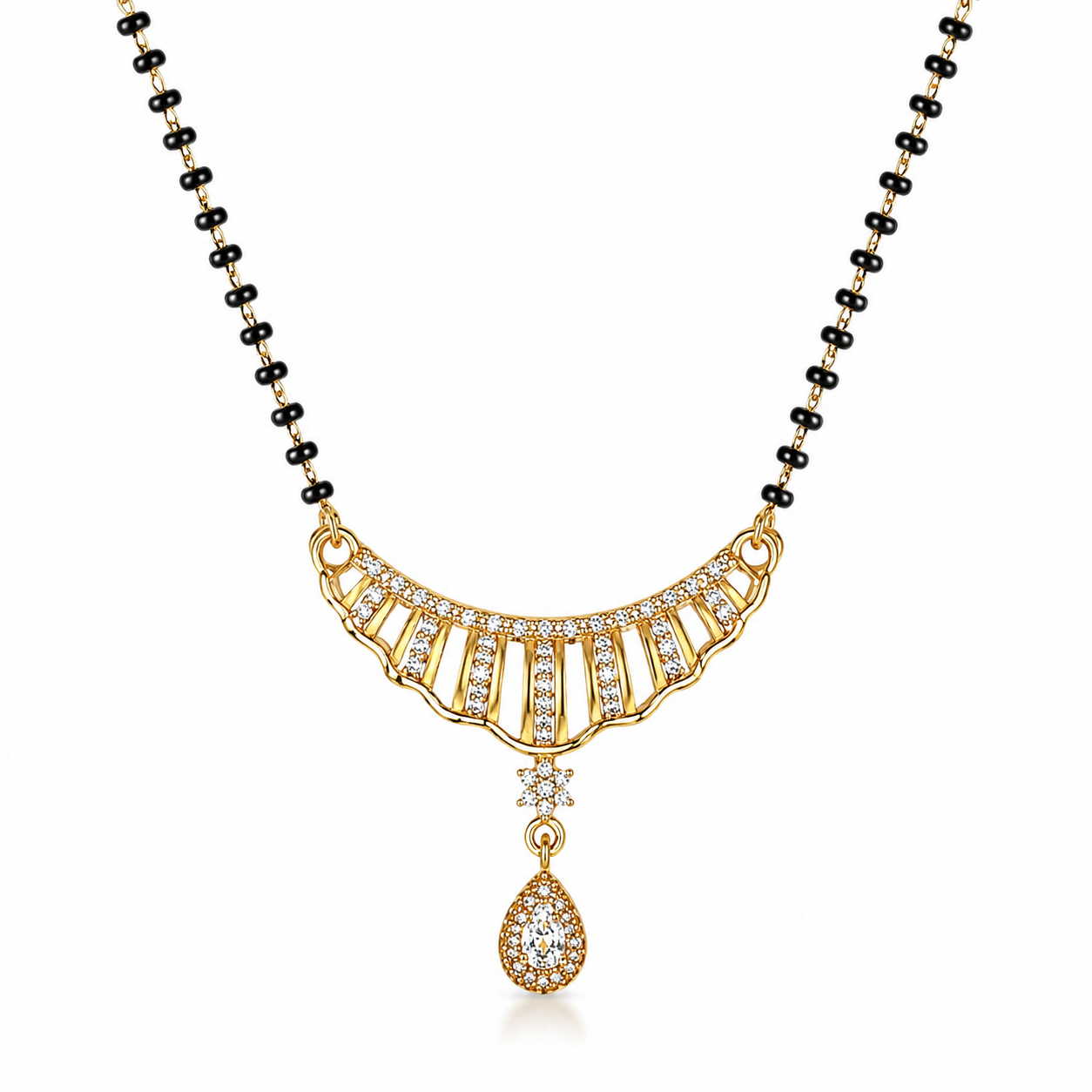 Elegant Crystal Mangalsutra Drop Necklace