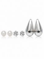 Elegant Silver Stud Earrings Trio