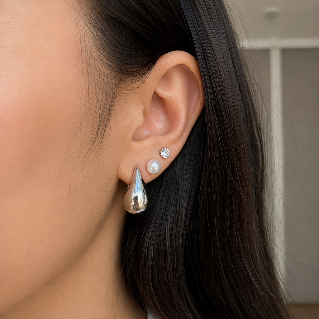 Elegant Silver Stud Earrings Trio