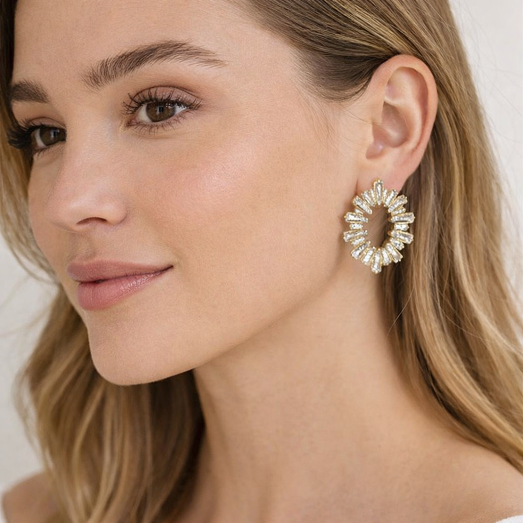 Radiant Crystal Circle Statement Earrings