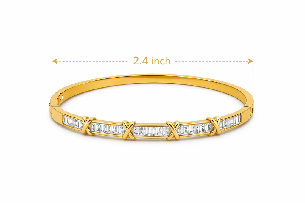 Elegant Crystal Bar Gold Bangle
