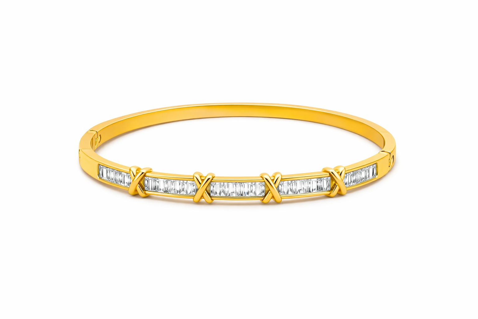 Elegant Crystal Bar Gold Bangle