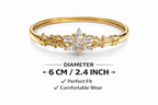 Elegant Floral Crystal Gold Bangle