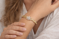 Elegant Floral Crystal Gold Bangle