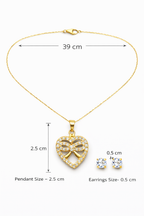 Romantic Heart Bow Pendant Necklace