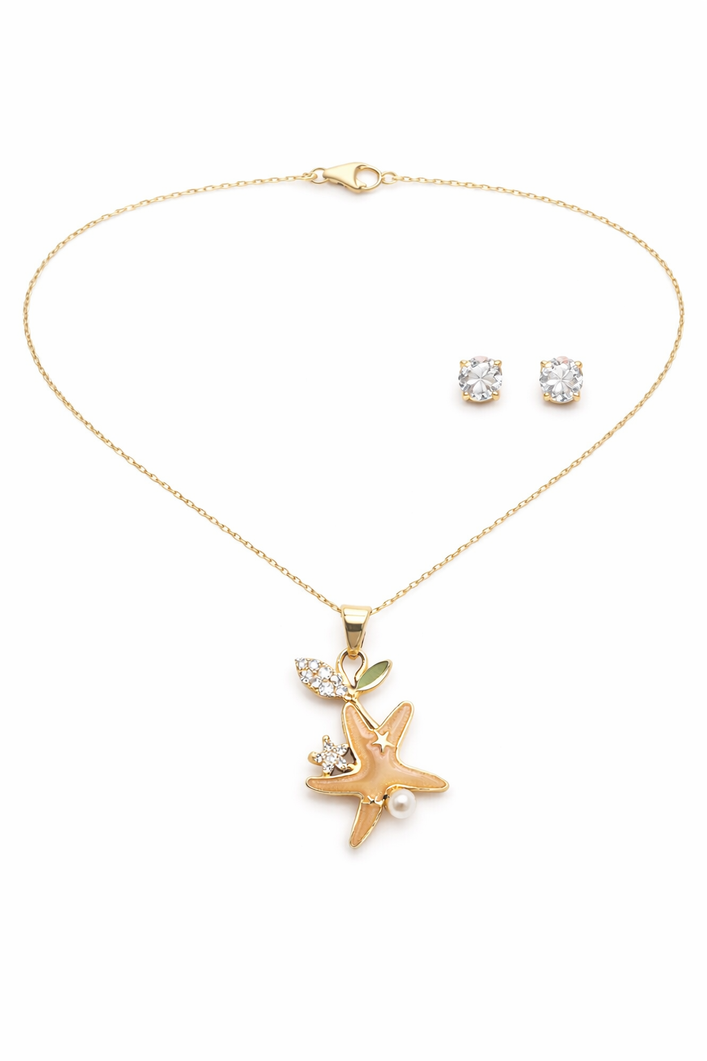 Charming Starfish Pendant Necklace Set