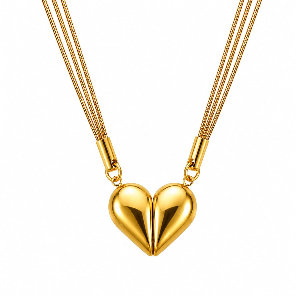 Golden Heart Magnetic Pendant Necklace