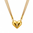 Golden Heart Magnetic Pendant Necklace