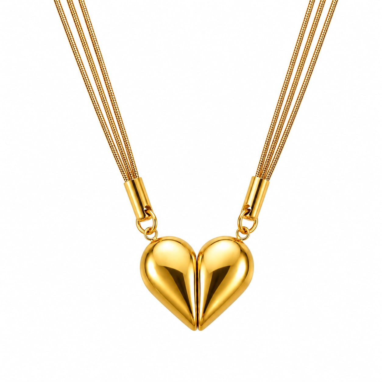 Golden Heart Magnetic Pendant Necklace