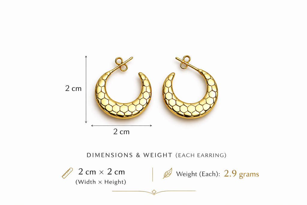 Textured Gold Crescent Hoop Earrings
