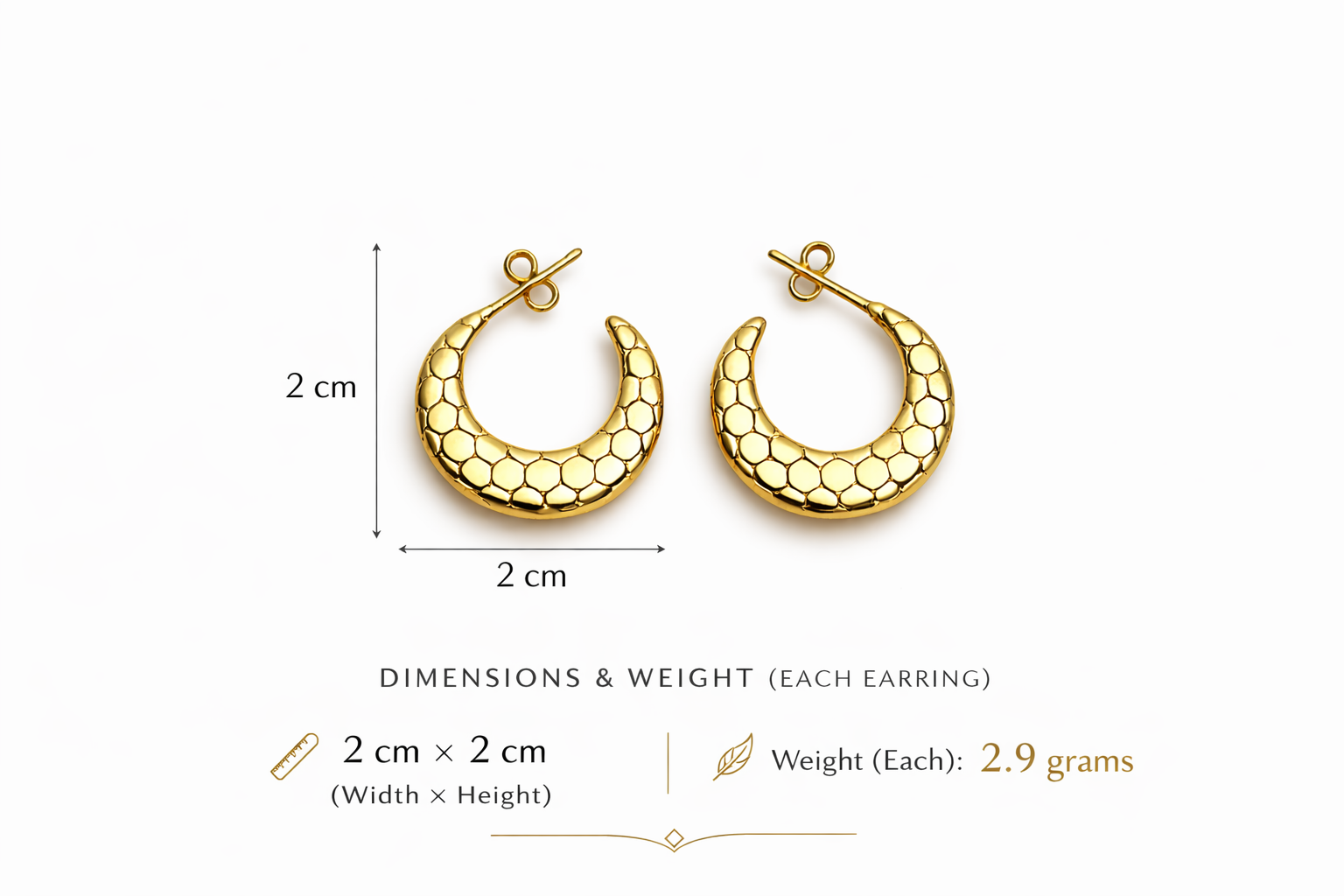 Textured Gold Crescent Hoop Earrings