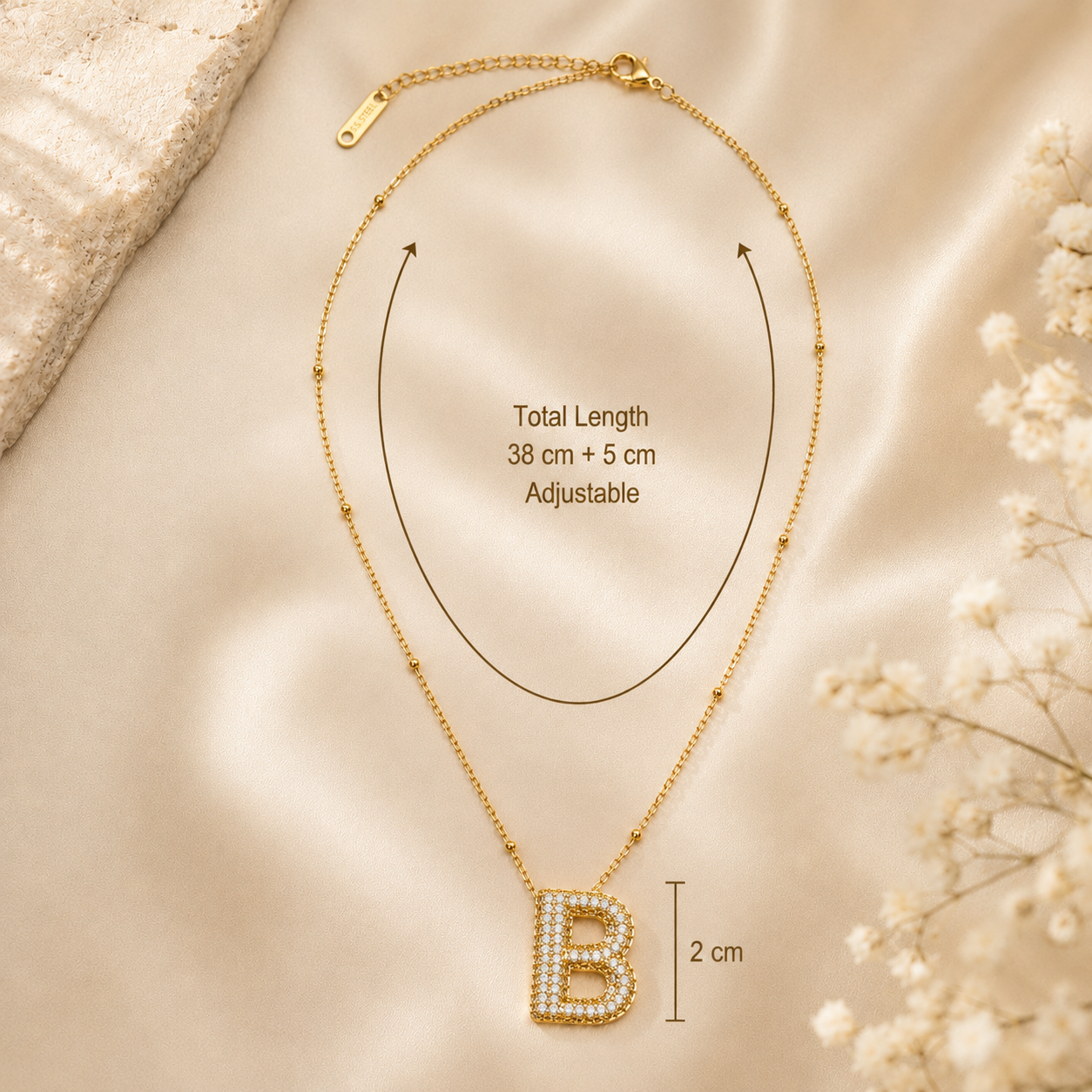 Sparkling Initial B Pendant Necklace