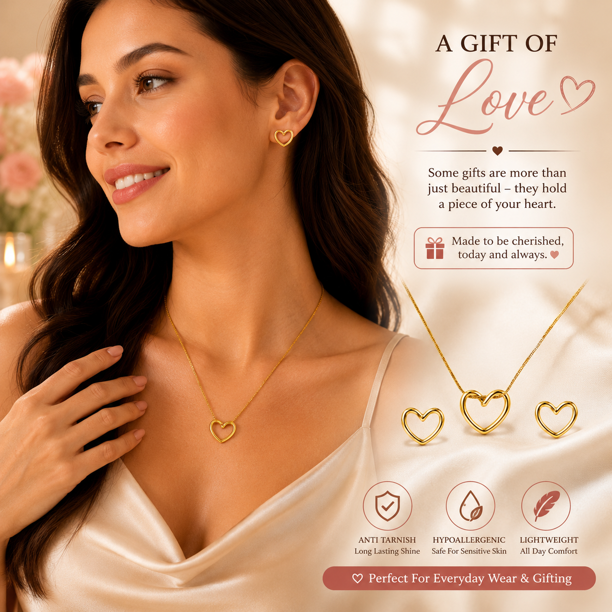 Timeless Golden Heart Jewelry Set