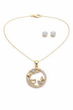 Elegant Heart Halo Necklace Set