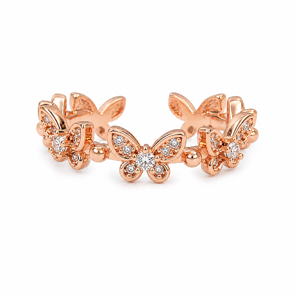 Radiant Butterfly Adjustable Crystal Ring