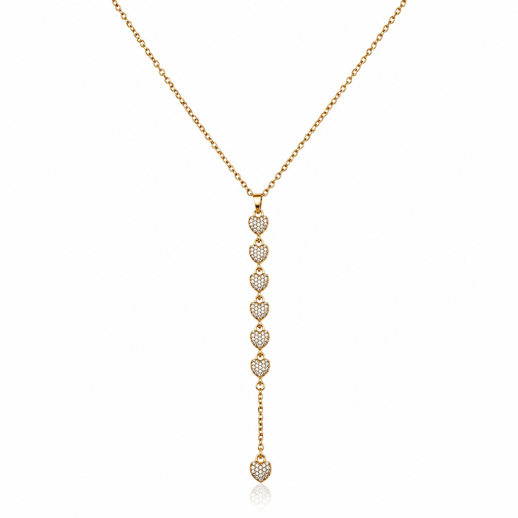 Sparkling Heart Drop Pendant Necklace