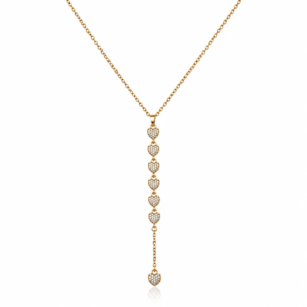 Sparkling Heart Drop Pendant Necklace