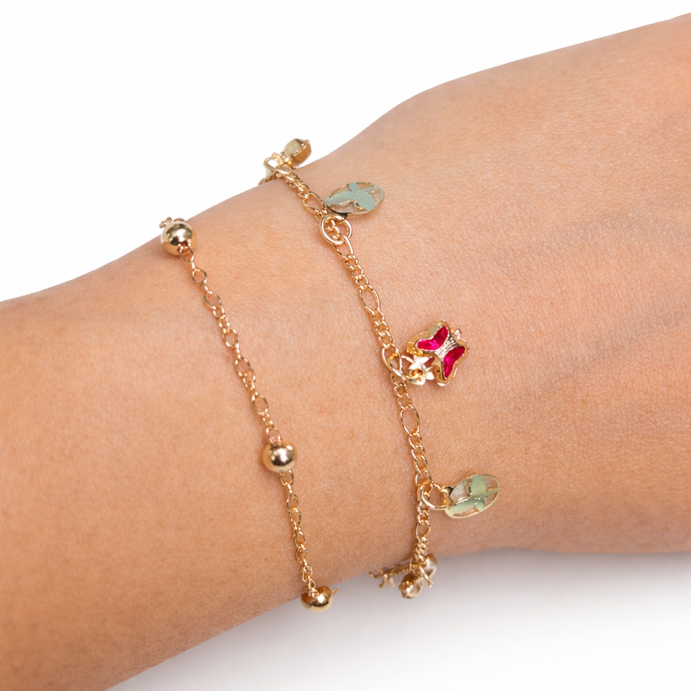 Charming Butterfly Charm Gold Bracelet