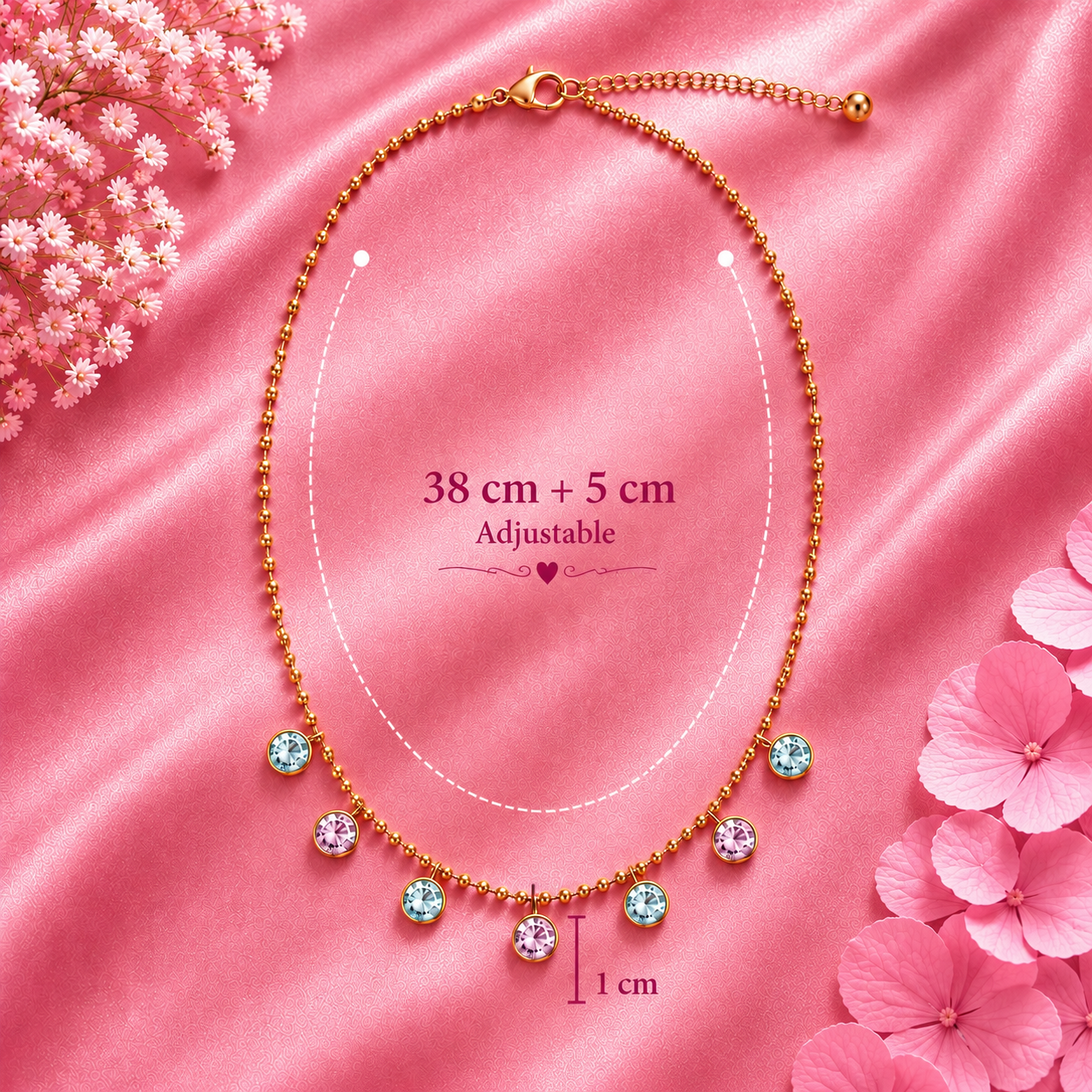 Delicate Gold Multicolor Gemstone Necklace