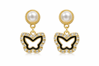 Elegant Butterfly Pearl Crystal Earrings