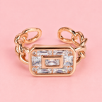 Luxe Crystal Chain Statement Ring