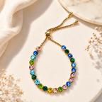 Vibrant Rainbow Crystal Tennis Bracelet