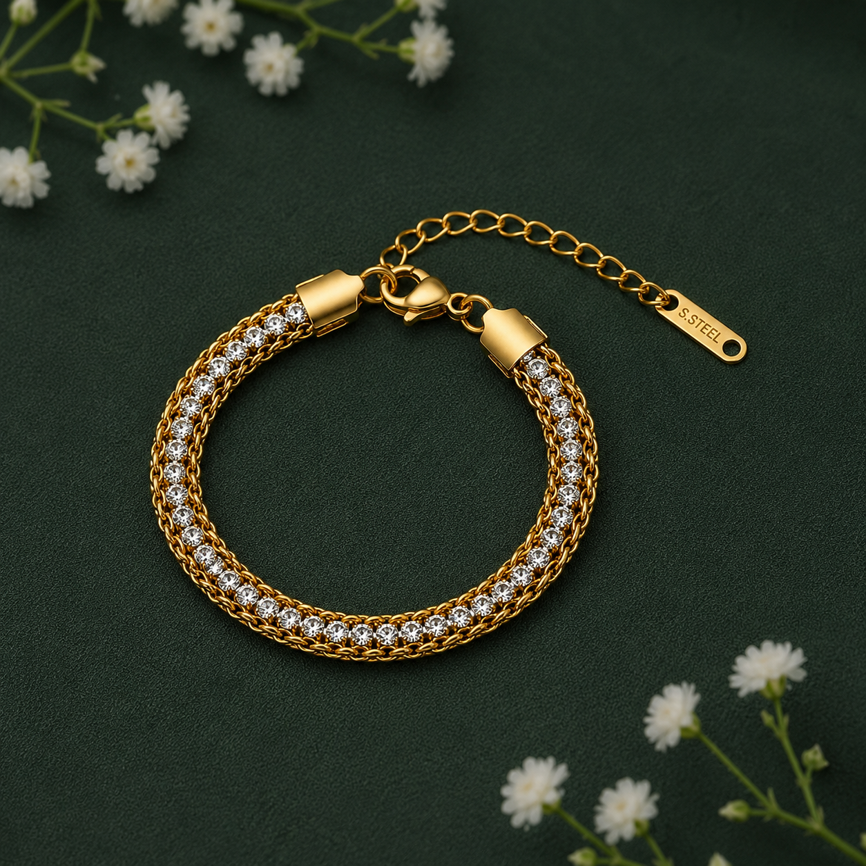 Elegant Crystal Chain Link Bracelet