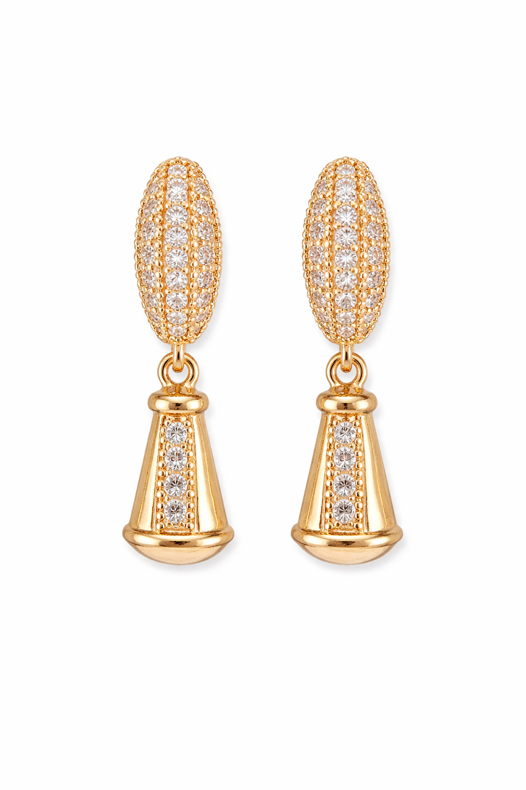 Sparkling Gold Drop Hoop Earrings