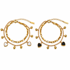 Elegant Heart Charm Bracelet Duo