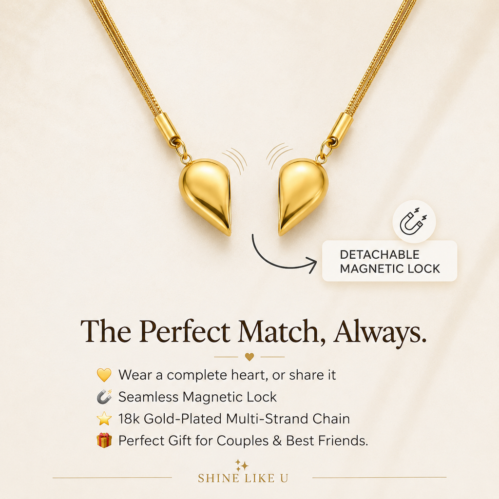 Golden Heart Magnetic Pendant Necklace