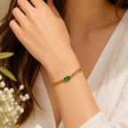 Elegant Emerald Chain Bracelet Sparkles