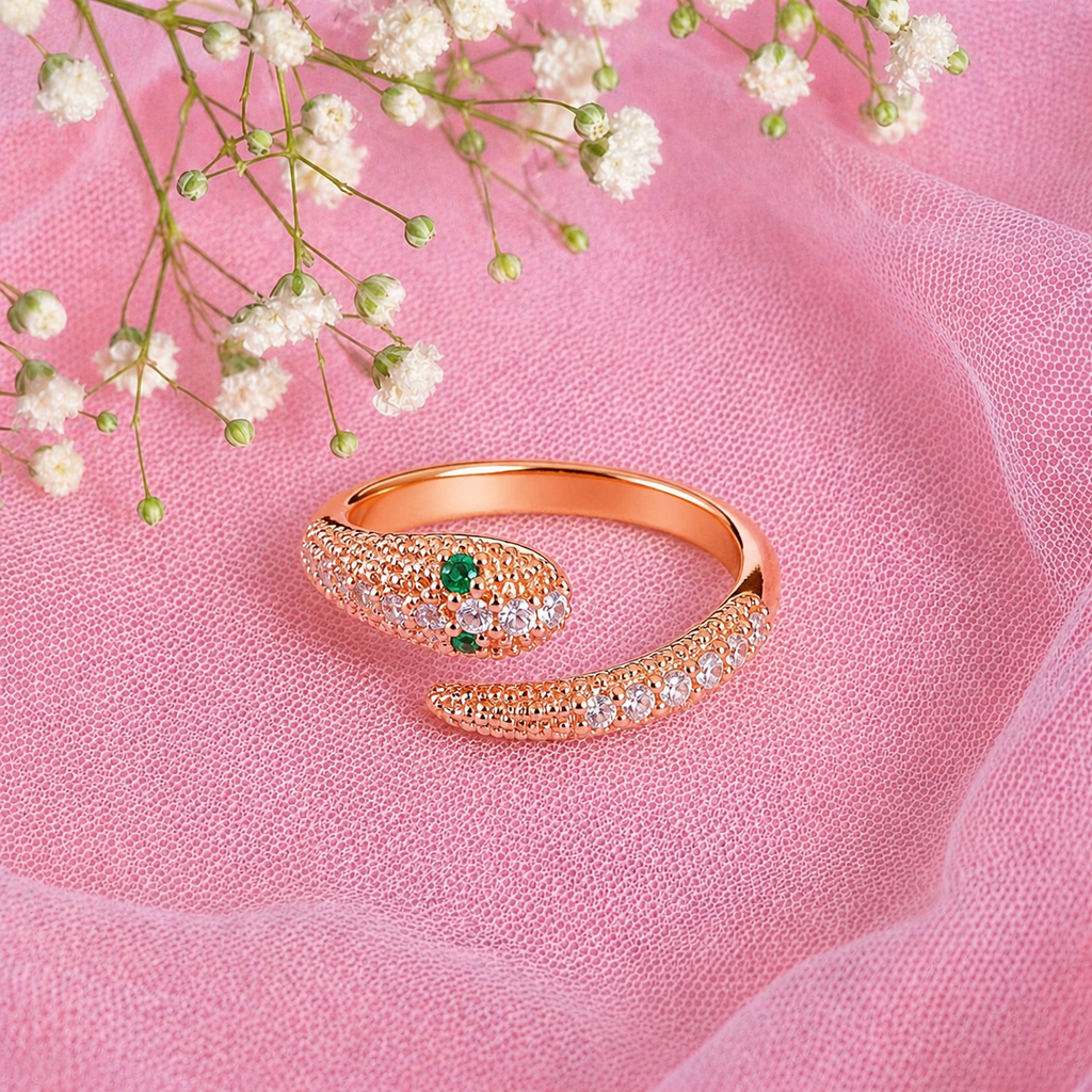 Elegant Serpent Adjustable Crystal Ring