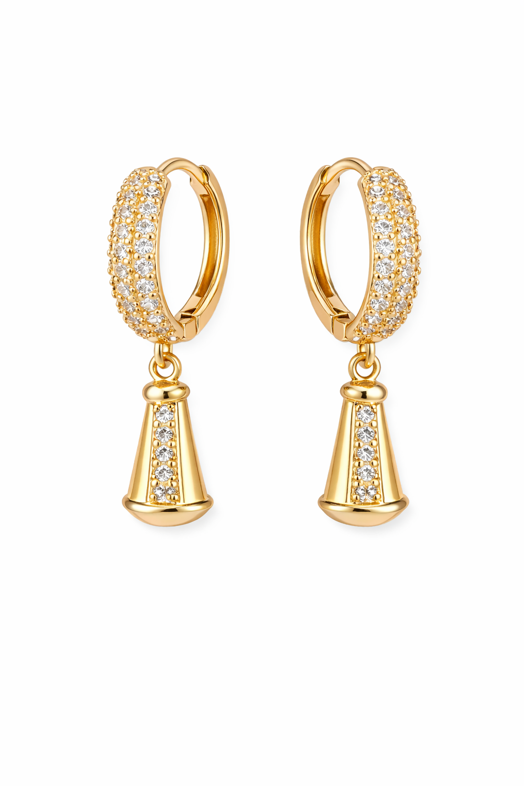 Sparkling Gold Drop Hoop Earrings