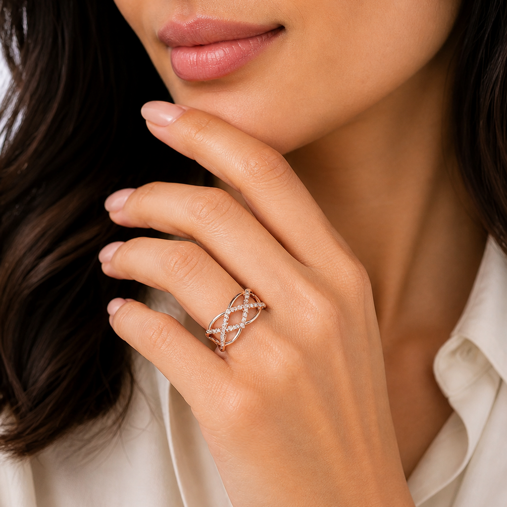 Elegant Crystal Adjustable Statement Ring