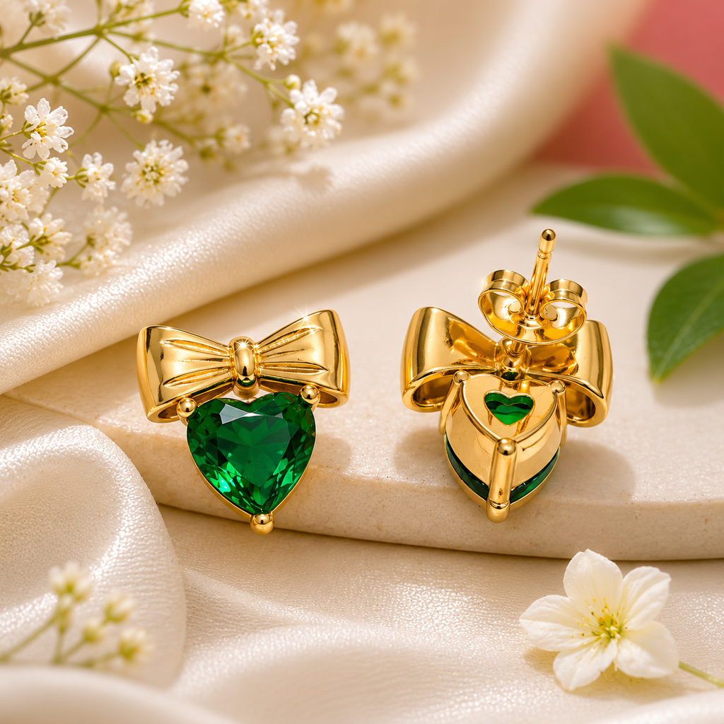 Colorful Heart Bow Necklace Set