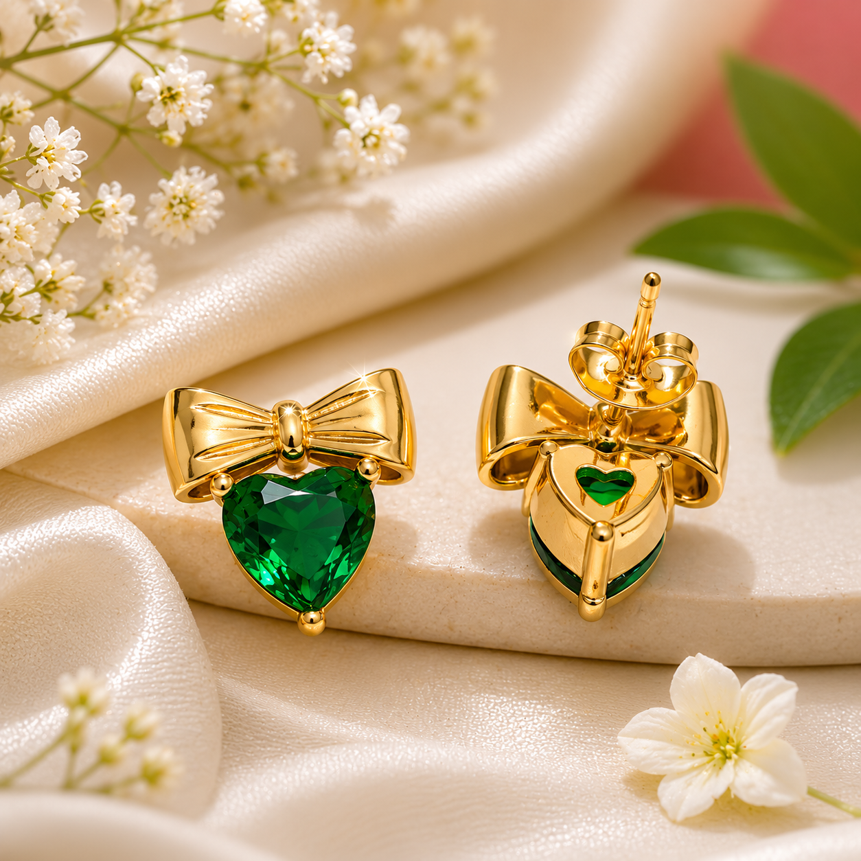 Colorful Heart Bow Necklace Set