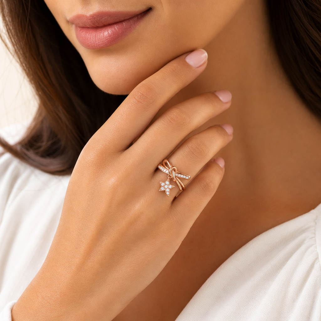 Sparkling Star Adjustable Bow Ring