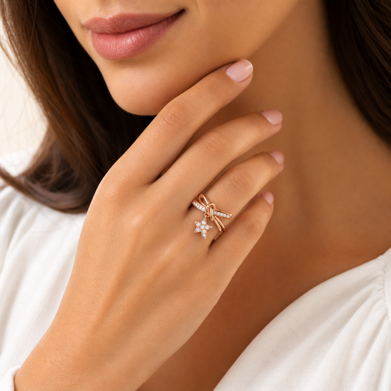 Sparkling Star Adjustable Bow Ring